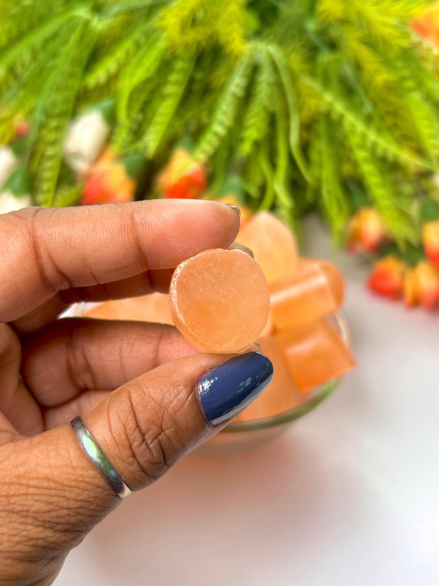 Orange Selenite Stone Tumbled Stone - Spiritual Stone -Healing Crystals in pack sizes of 1,3,5, and 10 Pieces Quality AAAAA +++++