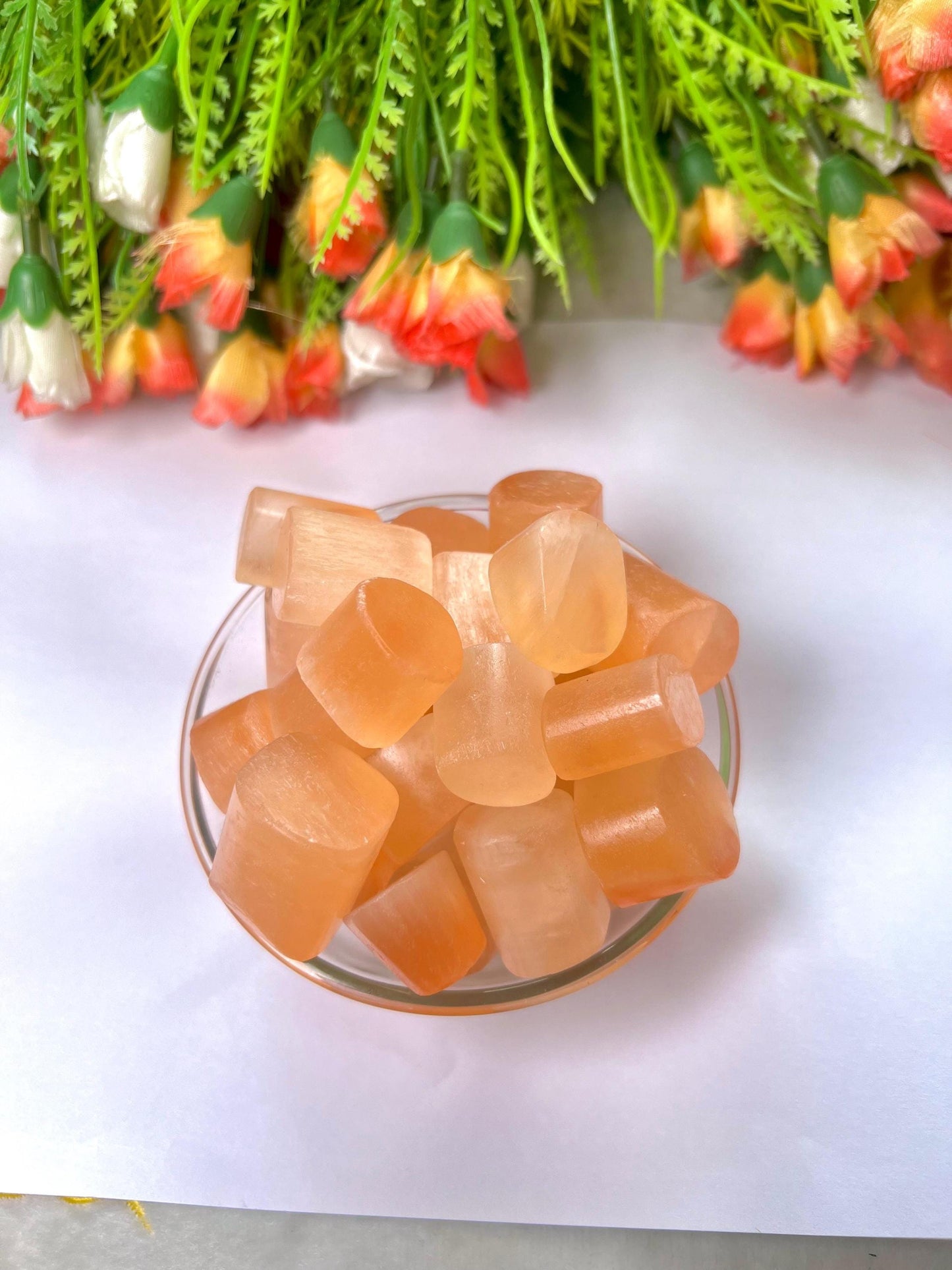 Orange Selenite Stone Tumbled Stone - Spiritual Stone -Healing Crystals in pack sizes of 1,3,5, and 10 Pieces Quality AAAAA +++++