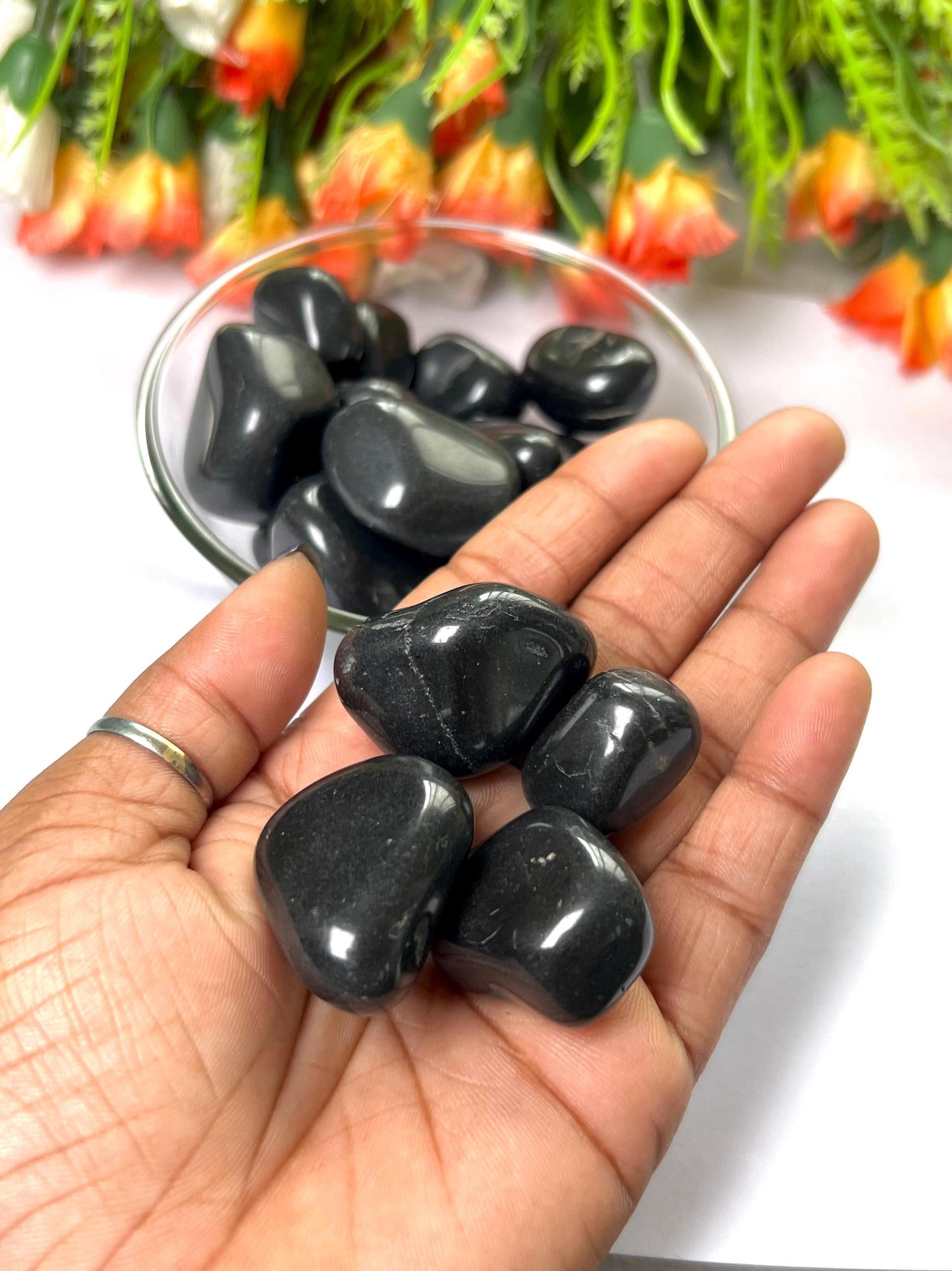 Black Azeztulite Stone Tumbled Stone - Spiritual Stone -Healing Crystals in pack sizes of 1,3,5, and 10 Pieces Quality AAAAA +++++