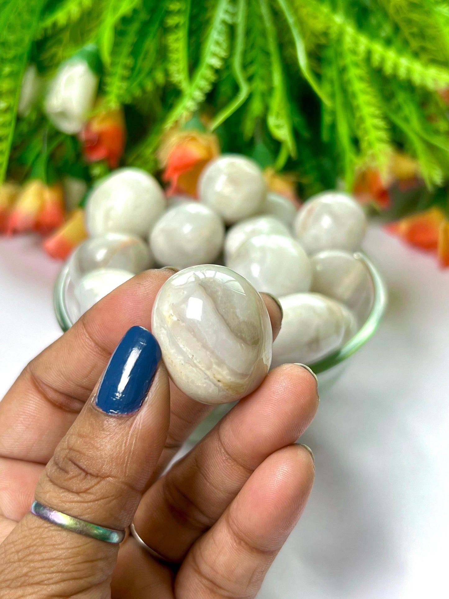 Gray Lace Agate Stone Tumbled Stone - Spiritual Stone -Healing Crystals in pack sizes of 1,3,5, and 10 Pieces Quality AAAAA +++++