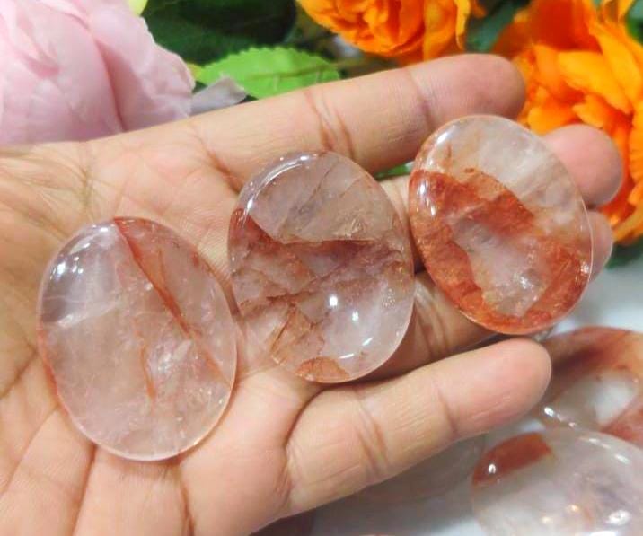 Red Fire Azeztulite Stone Worry Stone – Crystal Worry Stone – Pocket Stone – Healing Crystal - 4cmx3cm Thumb Stone One (1) Piece