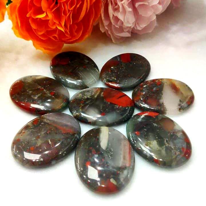 African bloodstone Worry Stone – Crystal Worry Stone – Pocket Stone – Healing Crystal - 4cmx3cm Thumb Stone One (1) Piece
