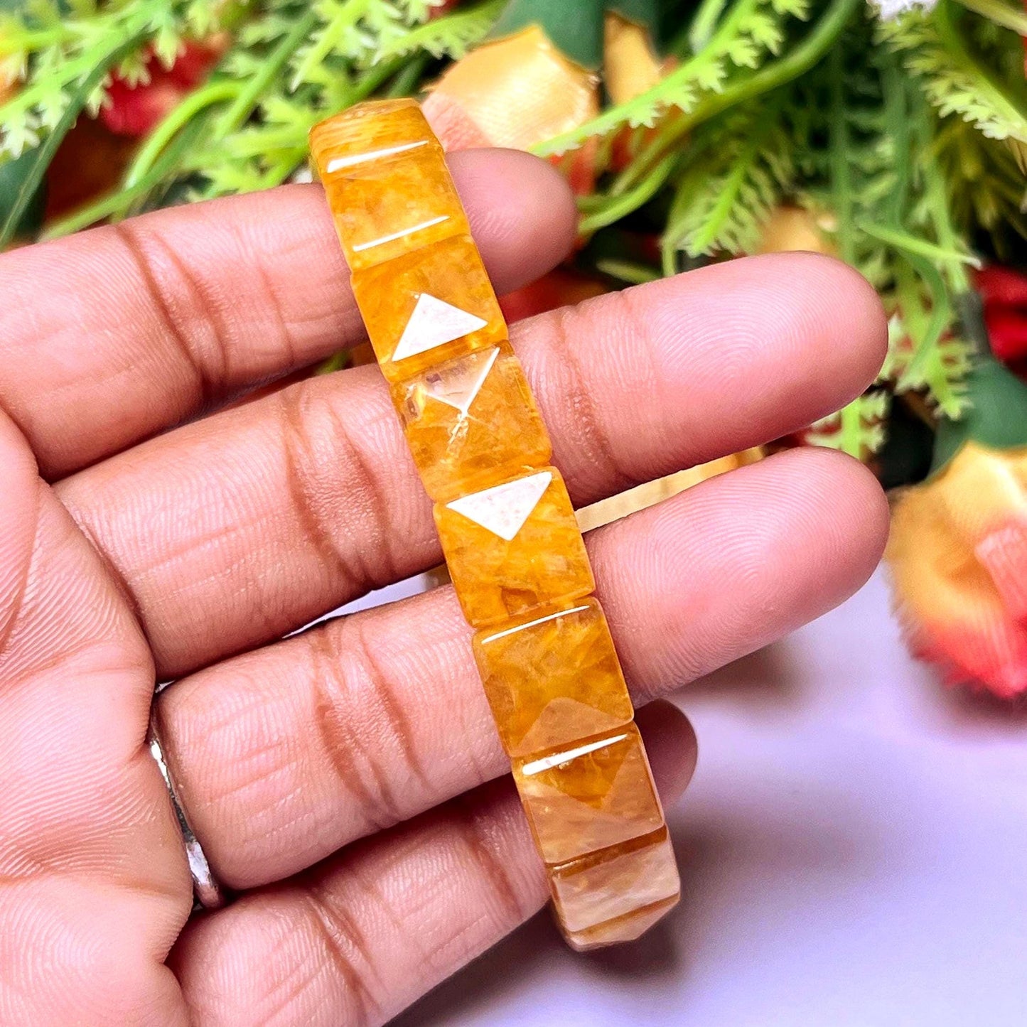 Golden Healer Stone Pyramid Shape 10 MM Bracelet