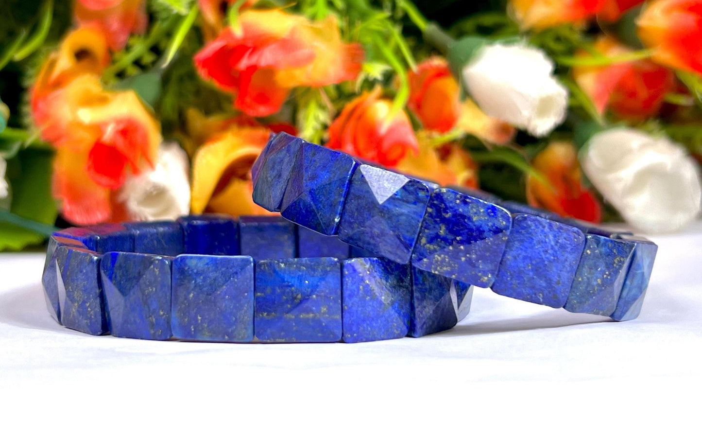 Lapis lazuli Stone Pyramid Shape 10 MM Bracelet
