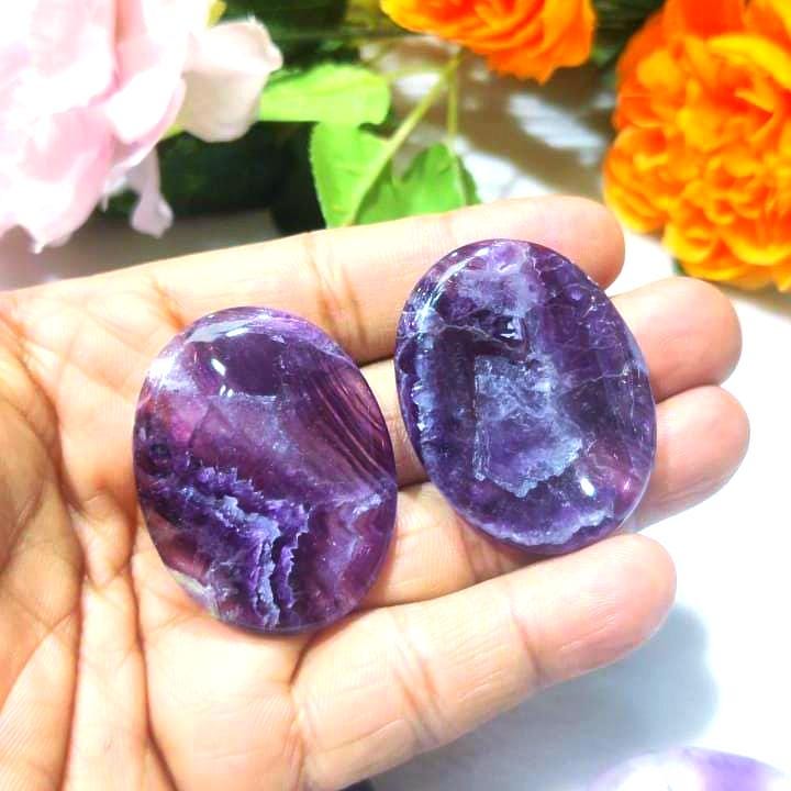 Purple Fluorite Stone Worry Stone – Crystal Worry Stone – Pocket Stone – Healing Crystal - 4cmx3cm Thumb Stone One (1) Piece