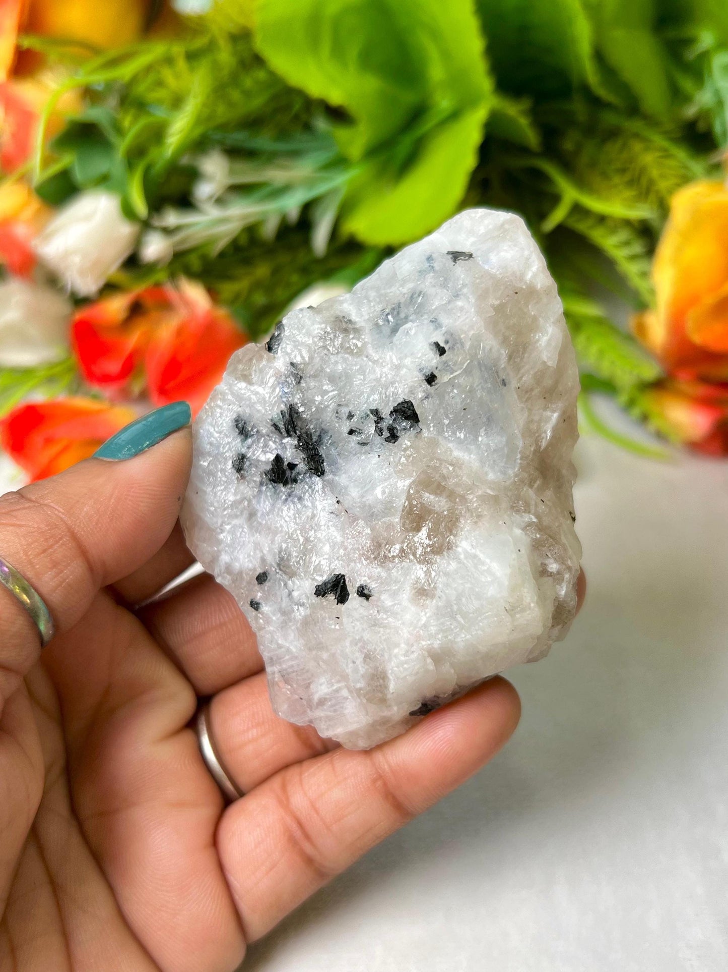 Premium White Rainbow Moonstone Crystal Natural Rough Stone with Beautiful Rainbow 100 Gram