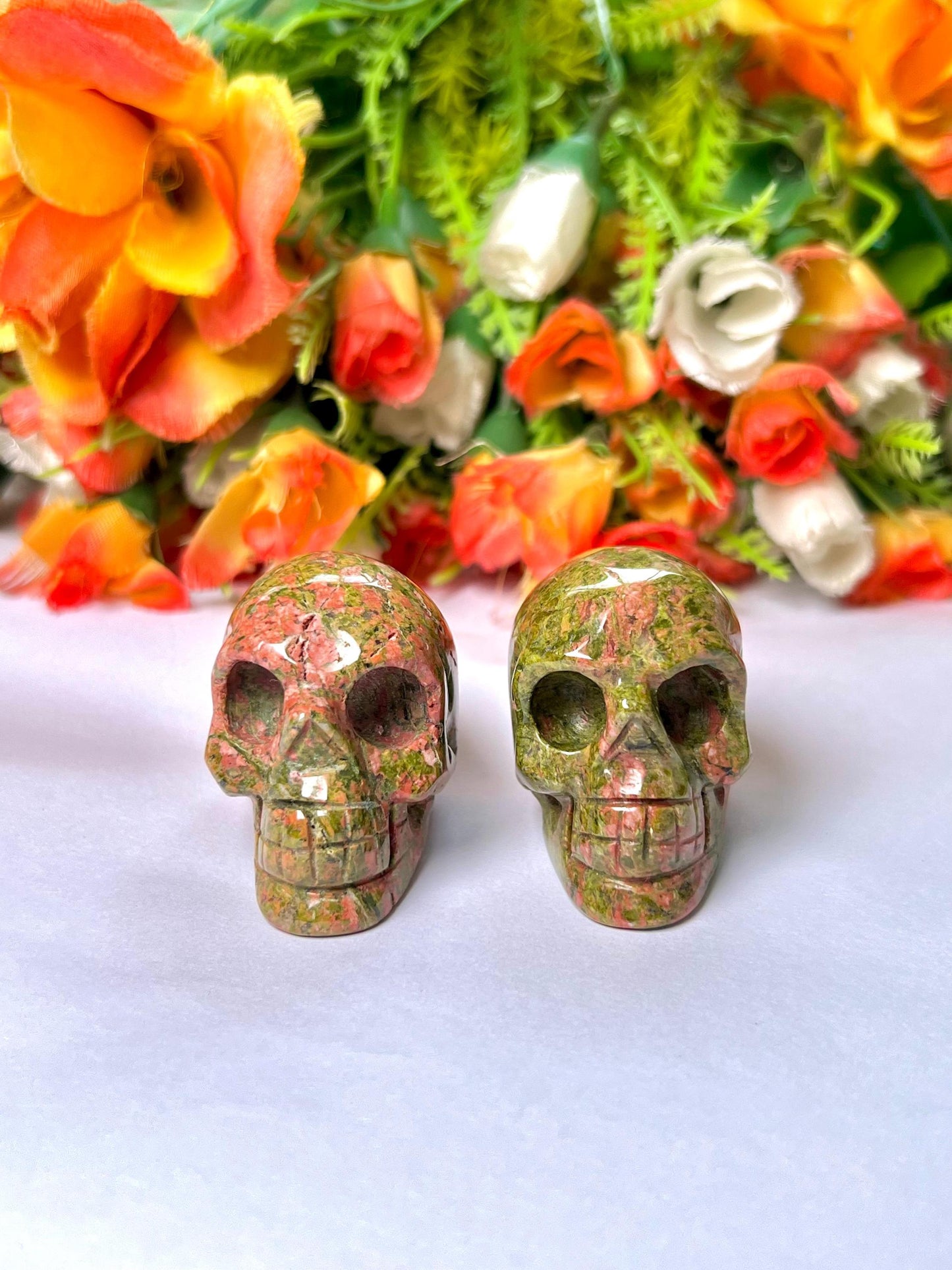 Unakite Crystal Stone Skull 2 Inch Feng Shui Vastu , Home & Office Décor, Housewarming Gift