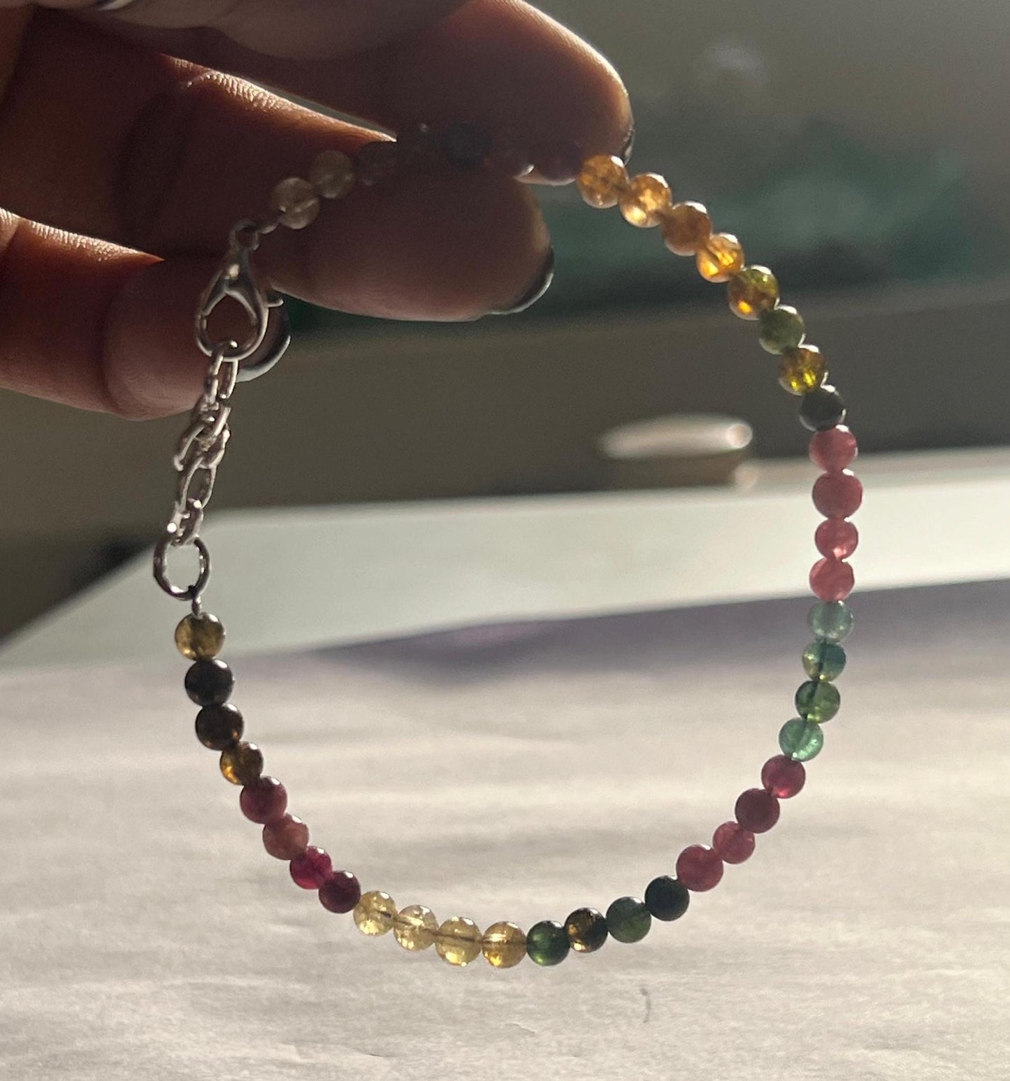 4 MM Watermelon Tourmaline Stone Bracelet l Stretchable Bracelet l Unisex Bracelet