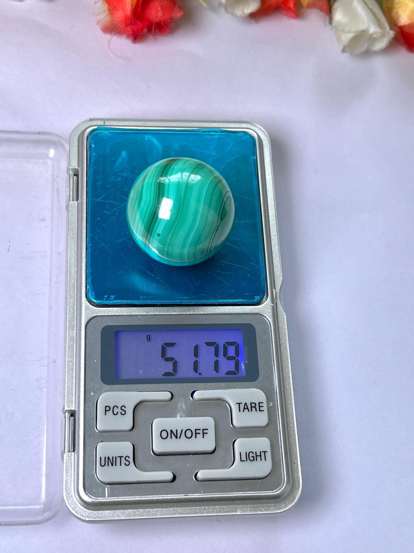 Malachite Stone Sphere 51 Gram Crystal Ball Orb Pocket Stone Meditation Space Crystal Grid With wooden Stand