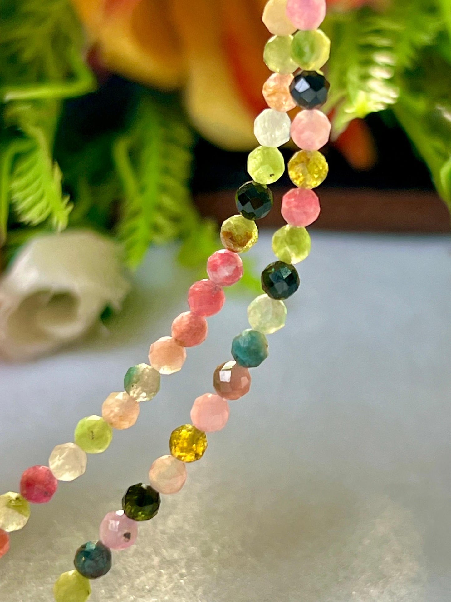 2 MM Delicate Watermelon Tourmaline Cutting Stone Minimalist Bracelet Dainty Bracelet Fit for 6 Inch to 7.5 Inch Wrist