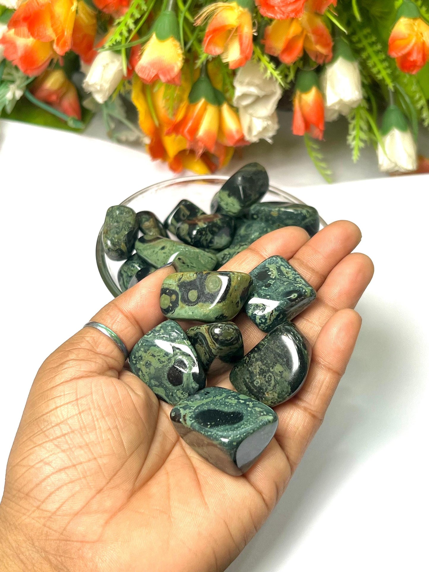 Kambaba Jasper Stone Tumbled Stone - Spiritual Stone -Healing Crystals in pack sizes of 1,3,5, and 10 Pieces Quality AAAAA +++++