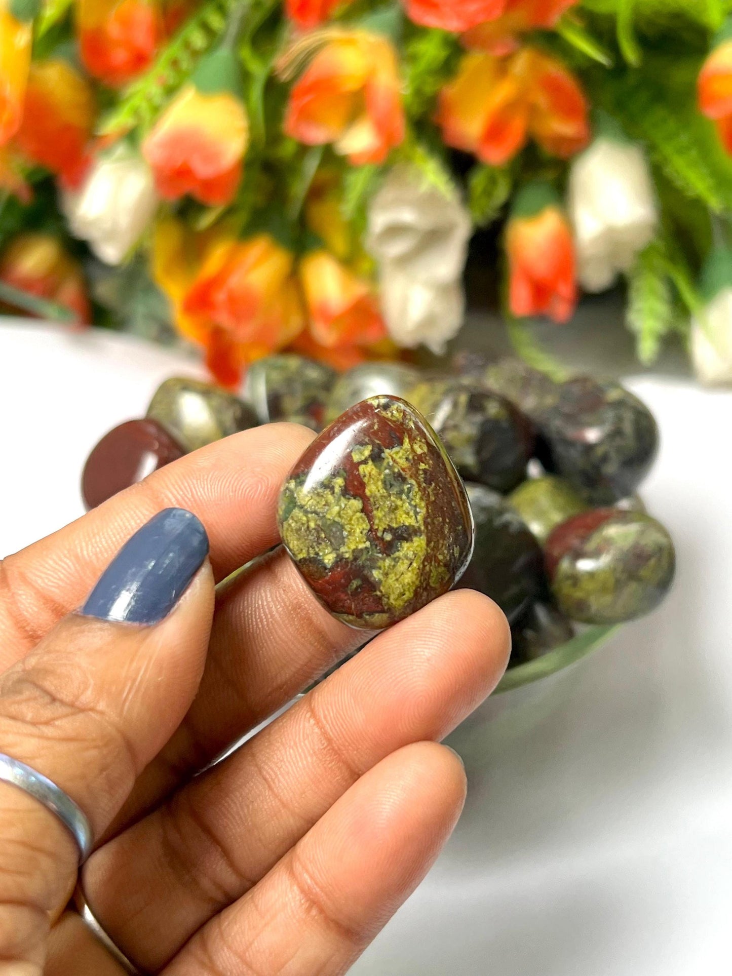 Dragon Blood Stone Tumbled Stone - Spiritual Stone -Healing Crystals in pack sizes of 1,3,5, and 10 Pieces Quality AAAAA +++++