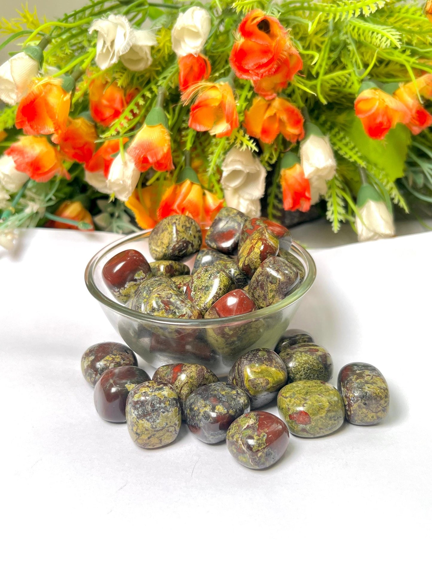 Dragon Blood Stone Tumbled Stone - Spiritual Stone -Healing Crystals in pack sizes of 1,3,5, and 10 Pieces Quality AAAAA +++++