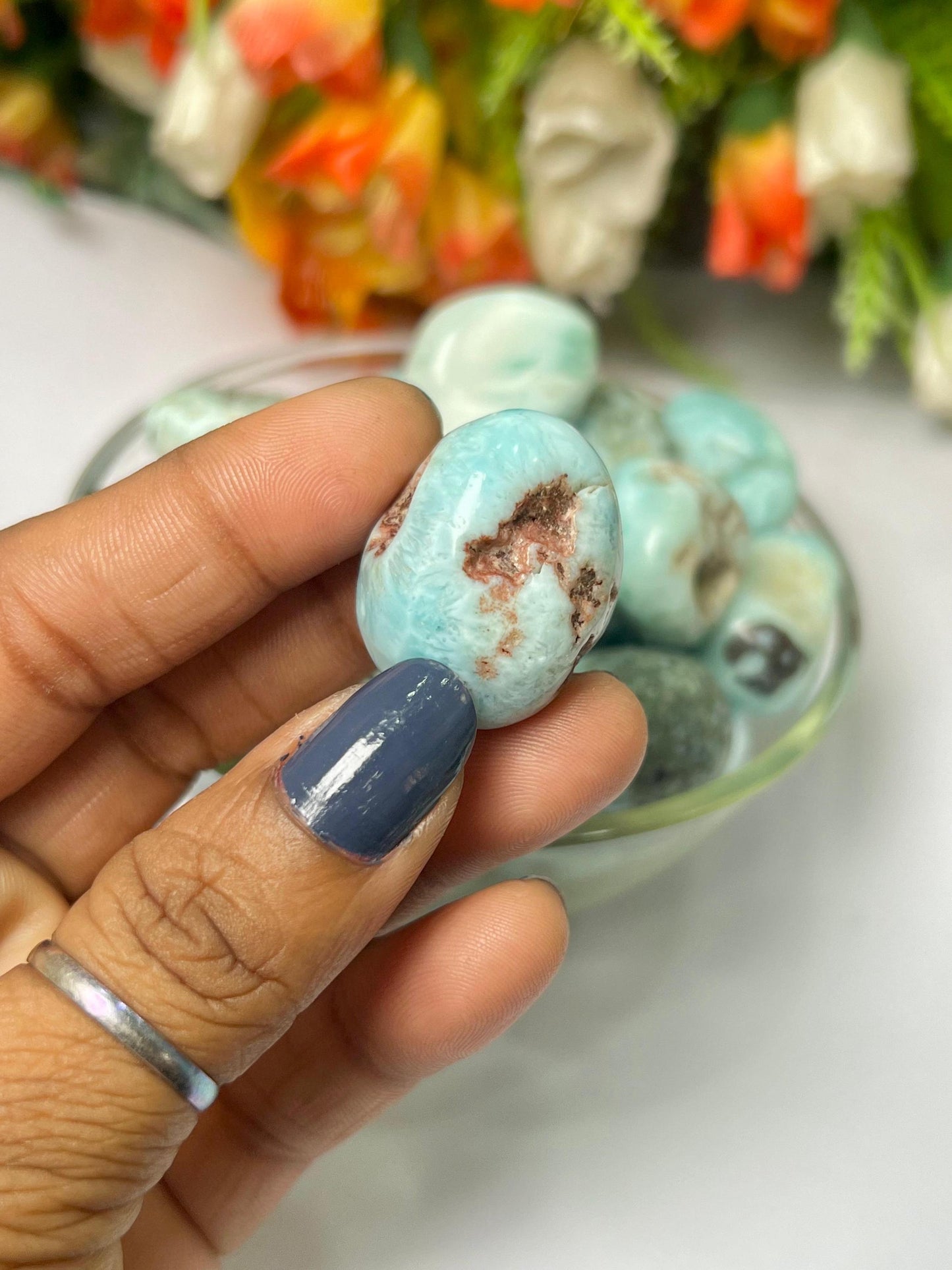 Larimar Stone Tumbled Stone - Spiritual Stone -Healing Crystals in pack sizes of 1,3,5, and 10 Pieces Quality AAAAA +++++