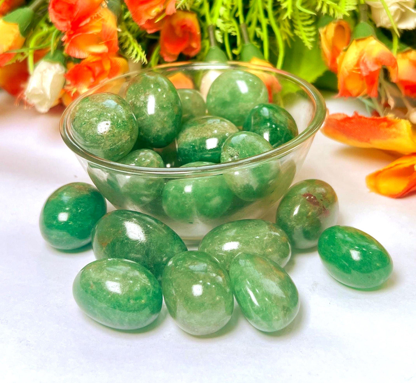 Green Strawberry Quartz Stone Tumbled Stone - Spiritual Stone -Healing Crystals in pack sizes of 1,3,5, and 10 Pieces Quality AAAAA +++++