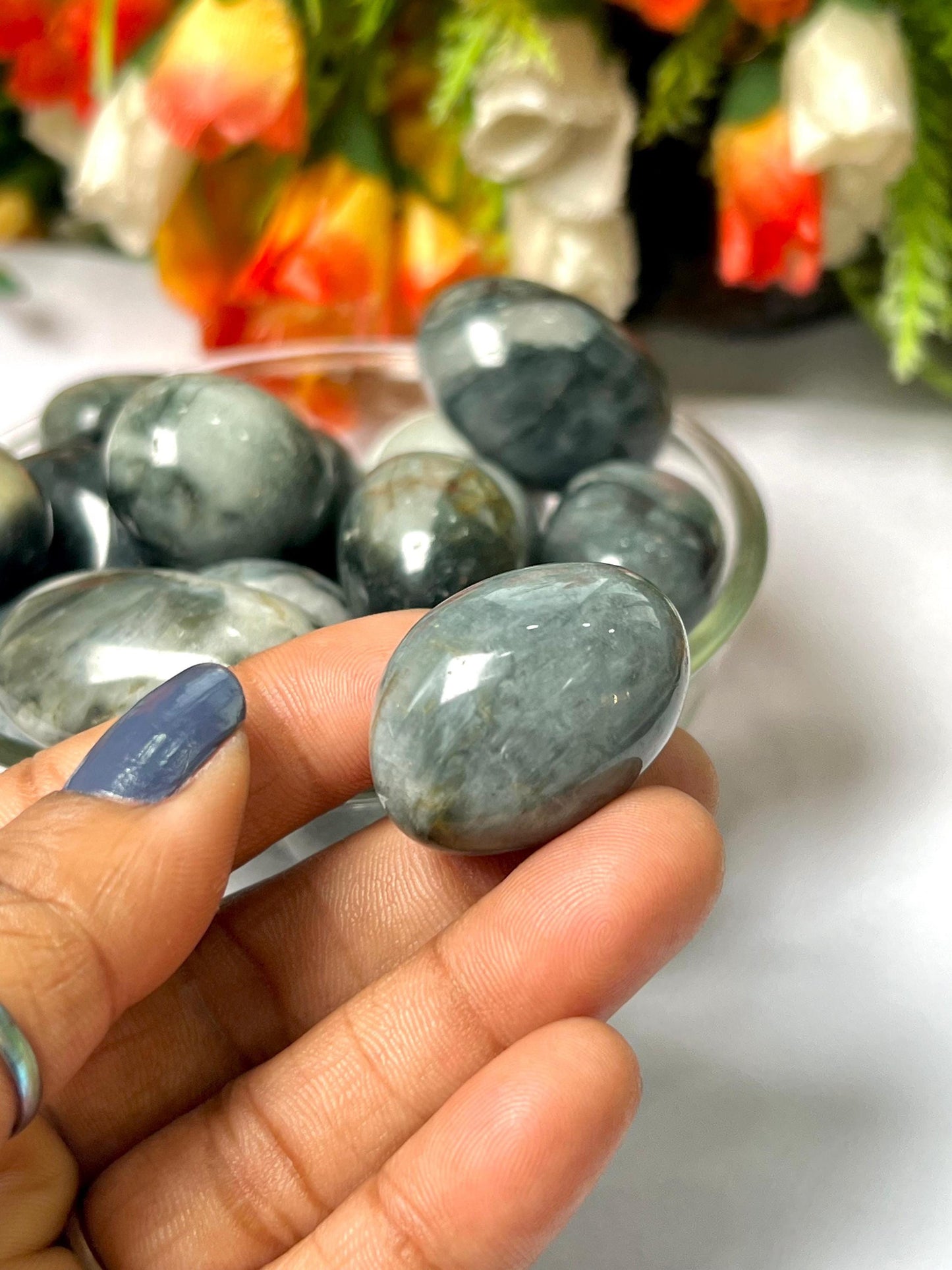 Gray Cat's Eye Stone Tumbled Stone - Spiritual Stone -Healing Crystals in pack sizes of 1,3,5, and 10 Pieces Quality AAAAA +++++