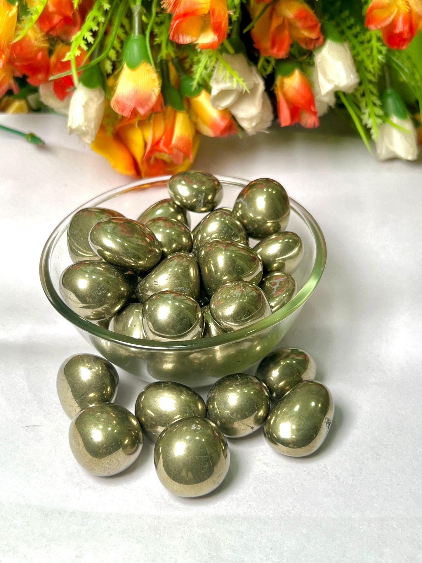 Pyrite Stone Tumbled Stone - Spiritual Stone -Healing Crystals in pack sizes of 1,3,5, and 10 Pieces Quality AAAAA +++++