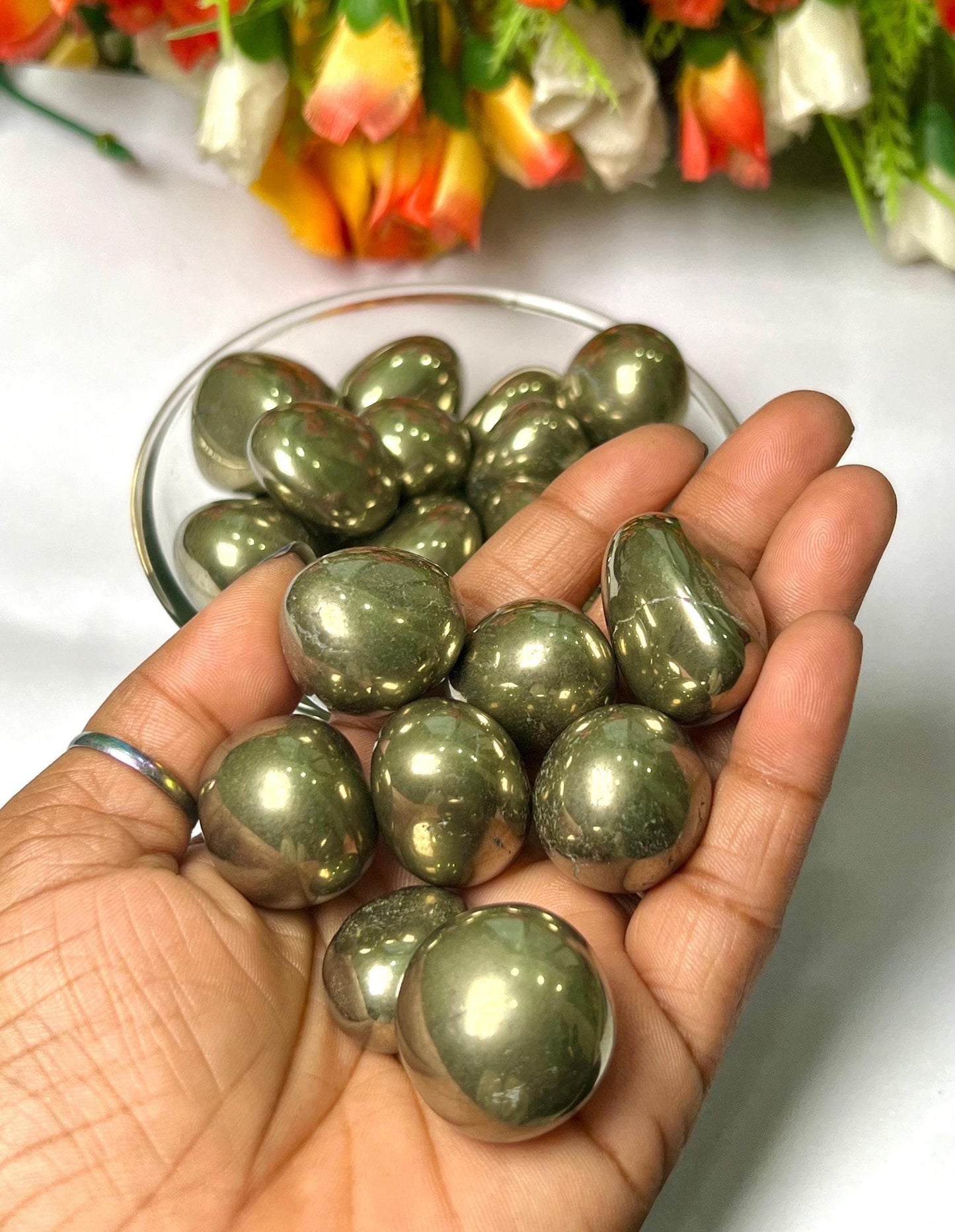 Pyrite Stone Tumbled Stone - Spiritual Stone -Healing Crystals in pack sizes of 1,3,5, and 10 Pieces Quality AAAAA +++++