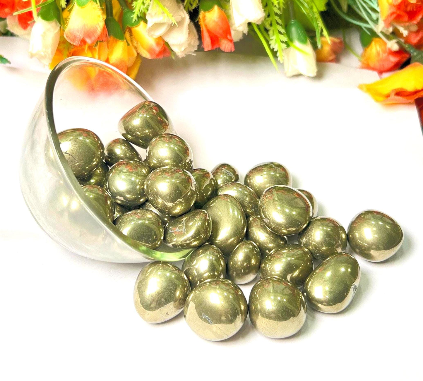 Pyrite Stone Tumbled Stone - Spiritual Stone -Healing Crystals in pack sizes of 1,3,5, and 10 Pieces Quality AAAAA +++++