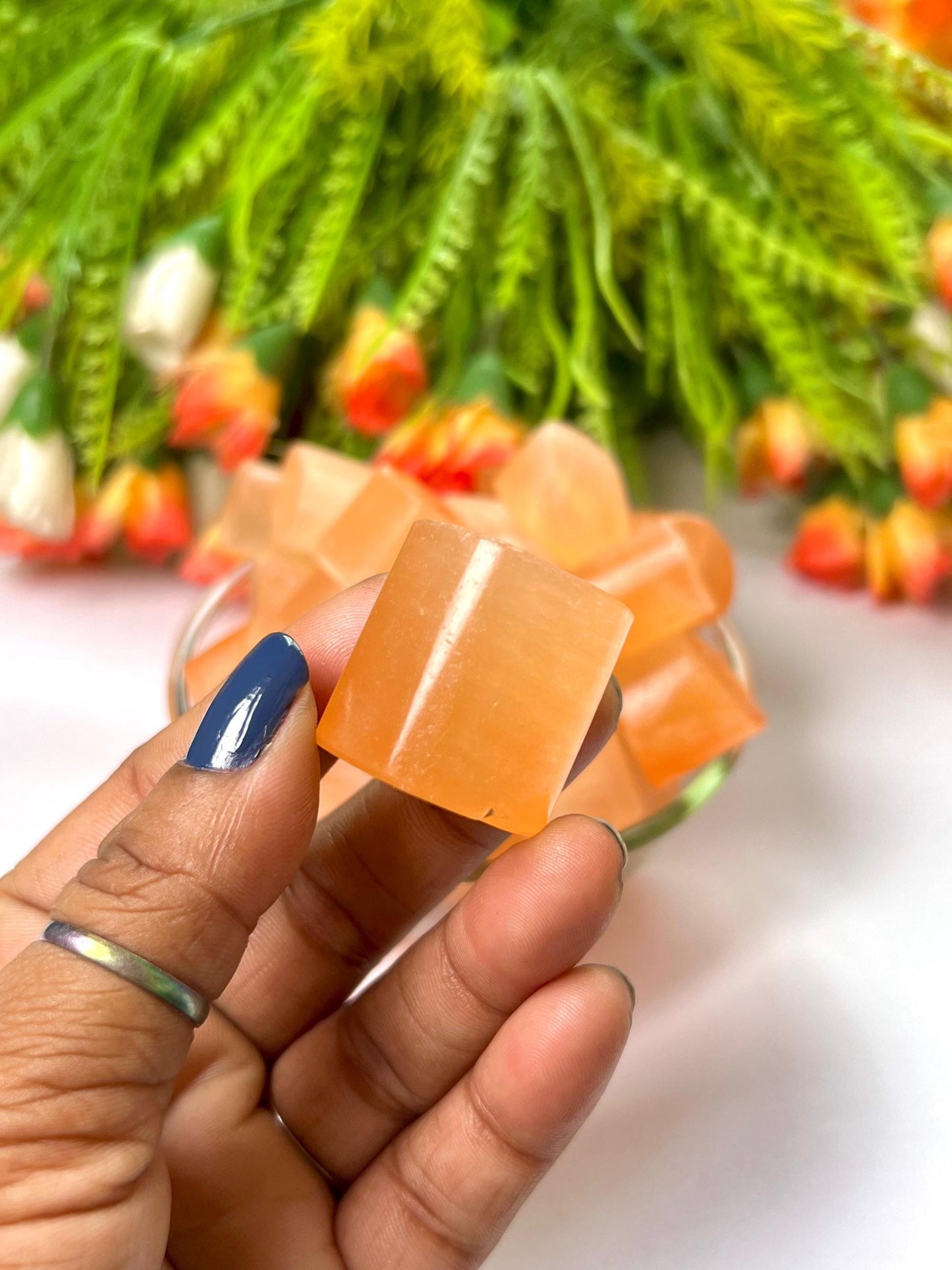 Orange Selenite Stone Tumbled Stone - Spiritual Stone -Healing Crystals in pack sizes of 1,3,5, and 10 Pieces Quality AAAAA +++++