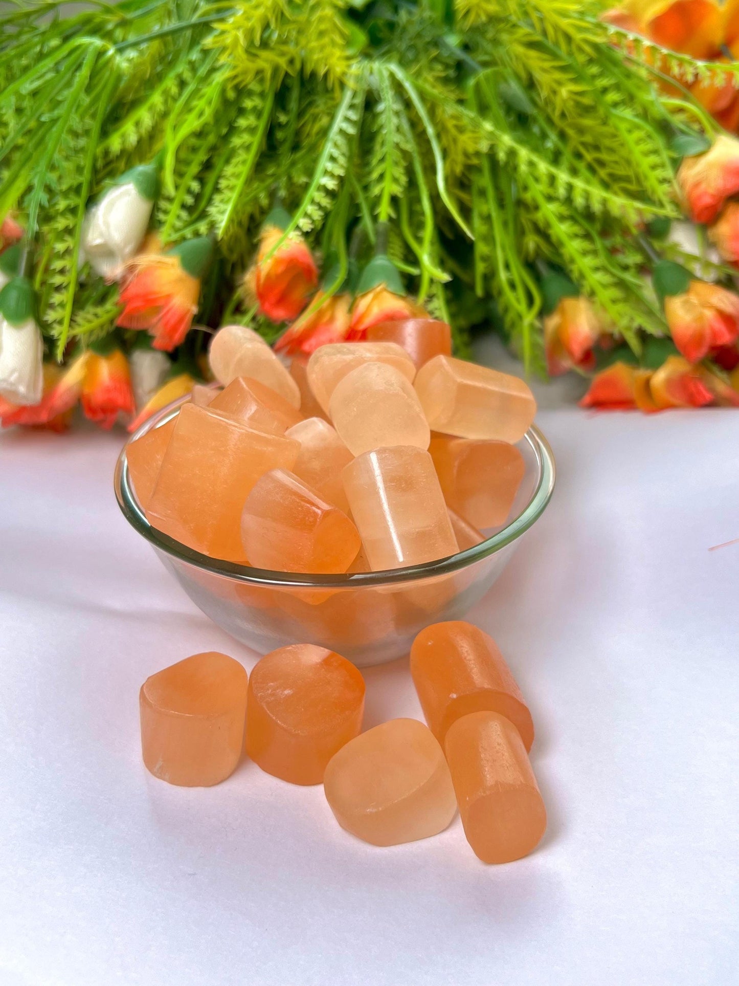 Orange Selenite Stone Tumbled Stone - Spiritual Stone -Healing Crystals in pack sizes of 1,3,5, and 10 Pieces Quality AAAAA +++++