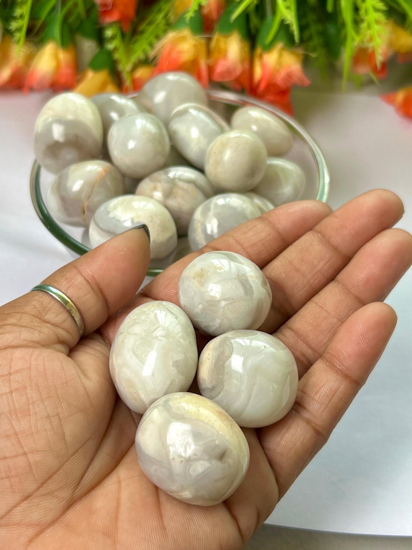 Gray Lace Agate Stone Tumbled Stone - Spiritual Stone -Healing Crystals in pack sizes of 1,3,5, and 10 Pieces Quality AAAAA +++++