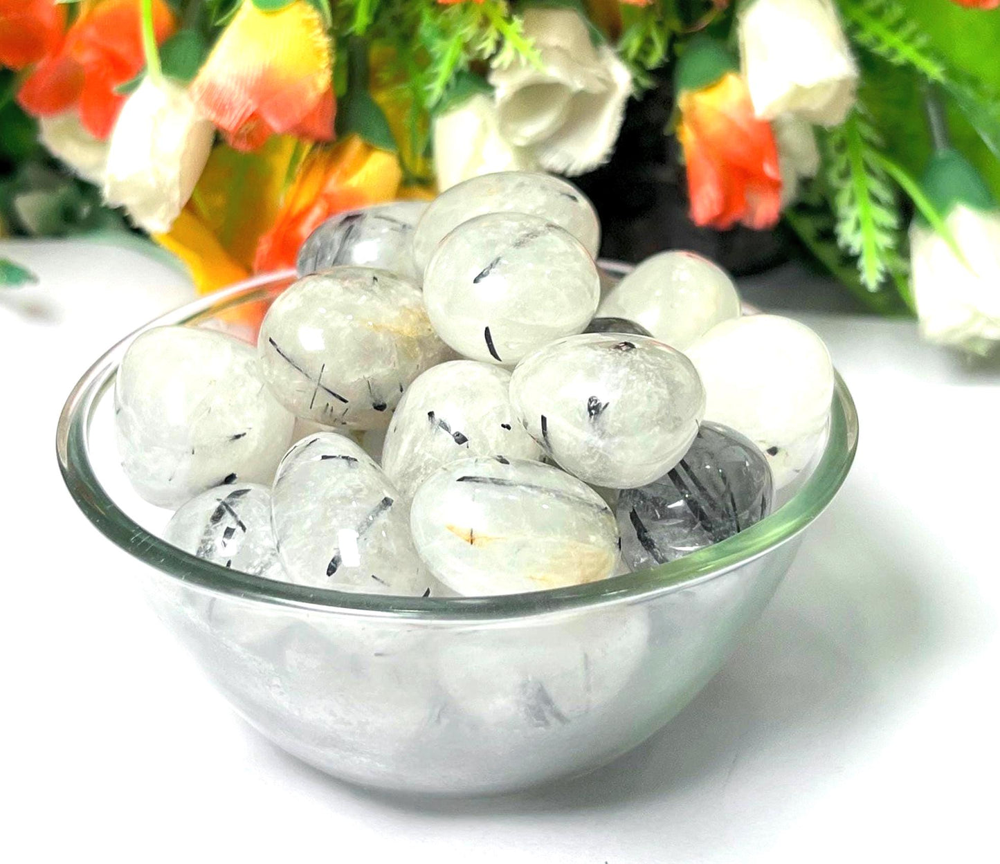 Tourmalated Quartz Stone Tumbled Stone - Spiritual Stone -Healing Crystals in pack sizes of 1,3,5, and 10 Pieces Quality AAAAA +++++