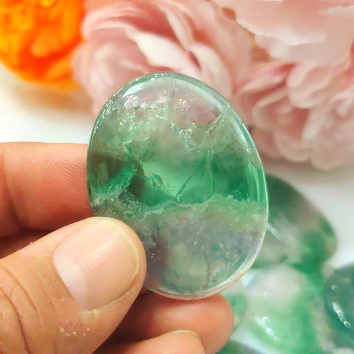 Green Fluorite Stone Worry Stone – Crystal Worry Stone – Pocket Stone – Healing Crystal - 4cmx3cm Thumb Stone One (1) Piece