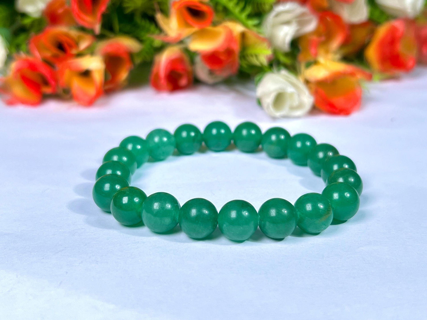 10 MM Green Jade Stone Bracelet l Stretchable Bracelet l Unisex Bracelet