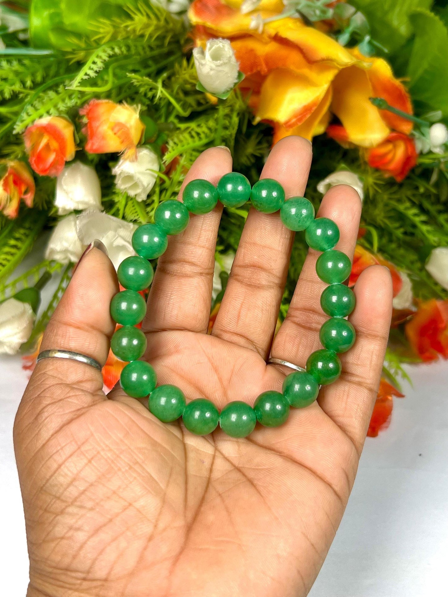 10 MM Green Jade Stone Bracelet l Stretchable Bracelet l Unisex Bracelet