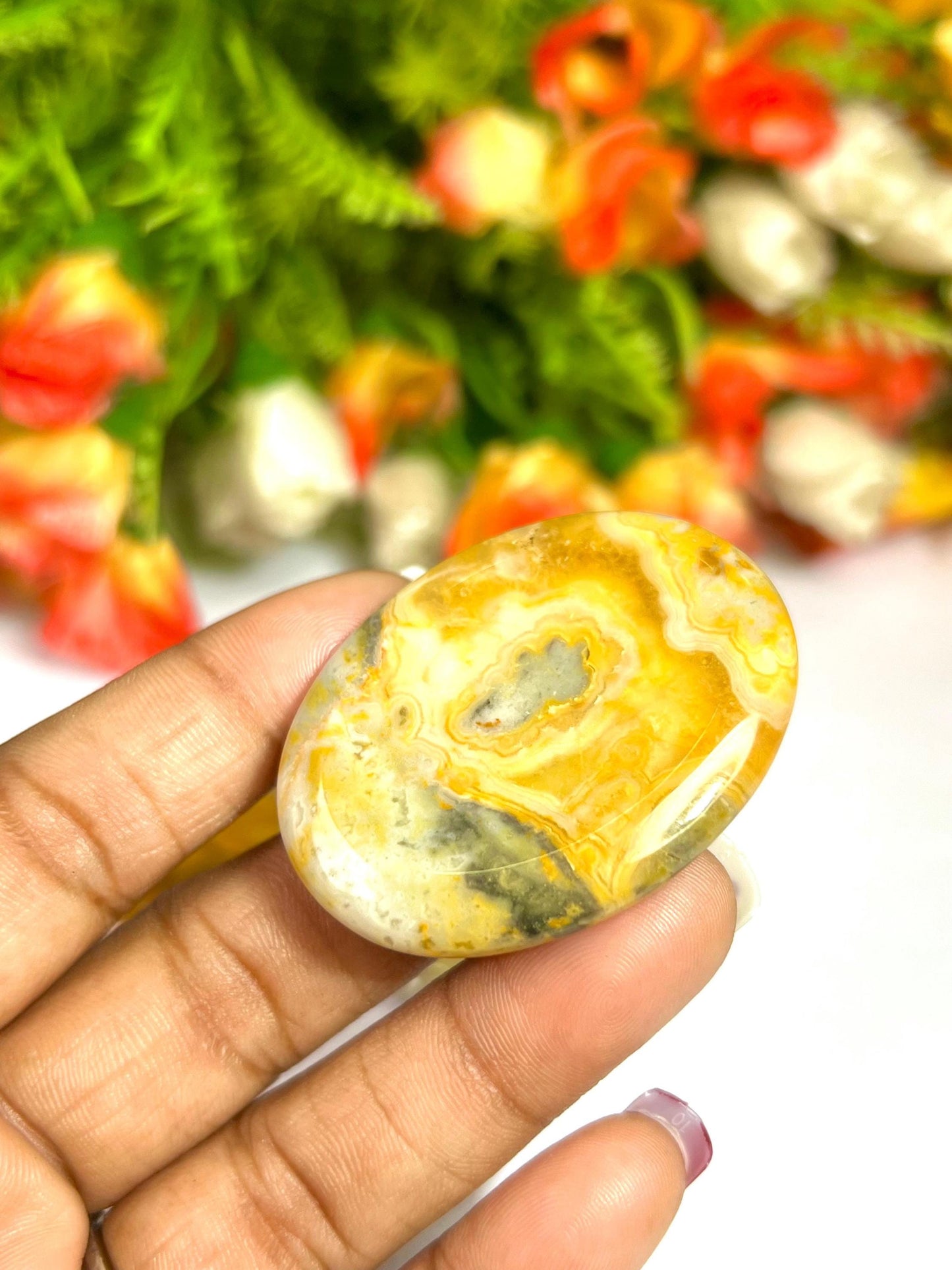 Crazy Lace Agate Stone Worry Stone – Crystal Worry Stone – Pocket Stone – Healing Crystal - 4cmx3cm Thumb Stone One (1) Piece
