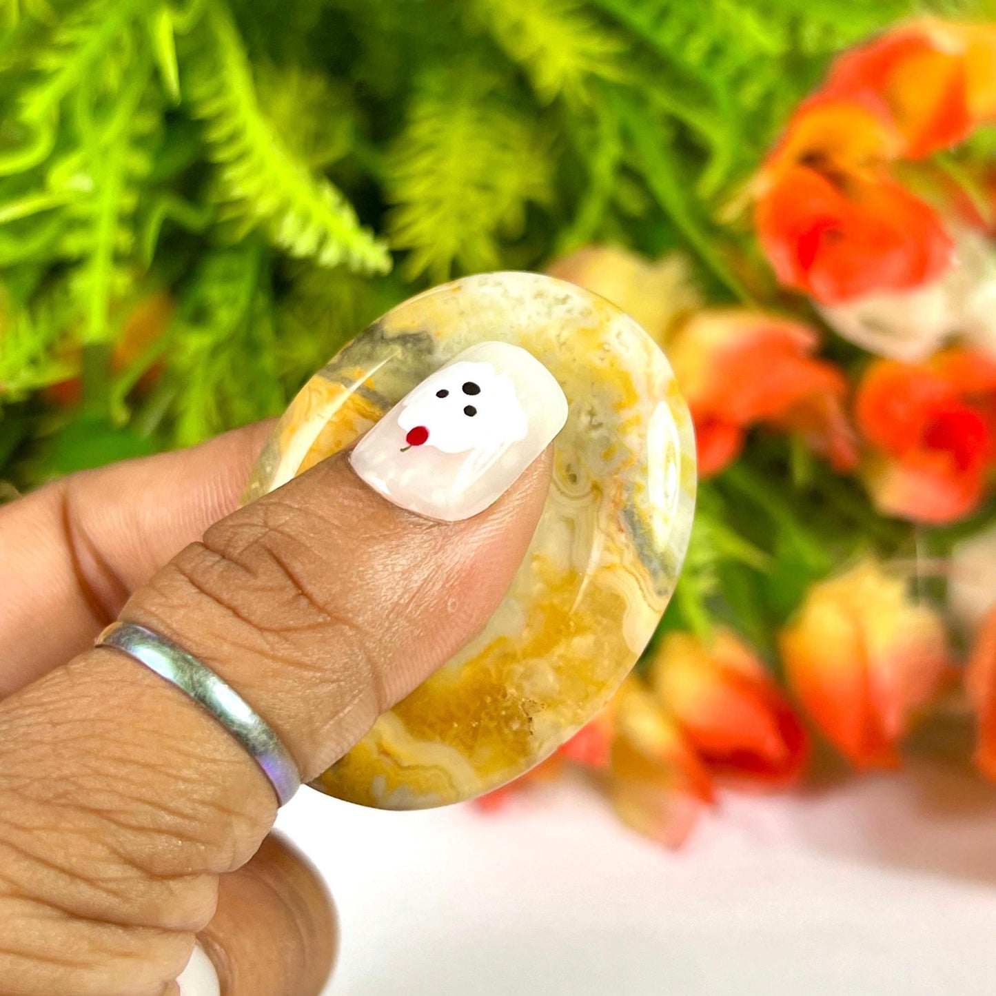 Crazy Lace Agate Stone Worry Stone – Crystal Worry Stone – Pocket Stone – Healing Crystal - 4cmx3cm Thumb Stone One (1) Piece