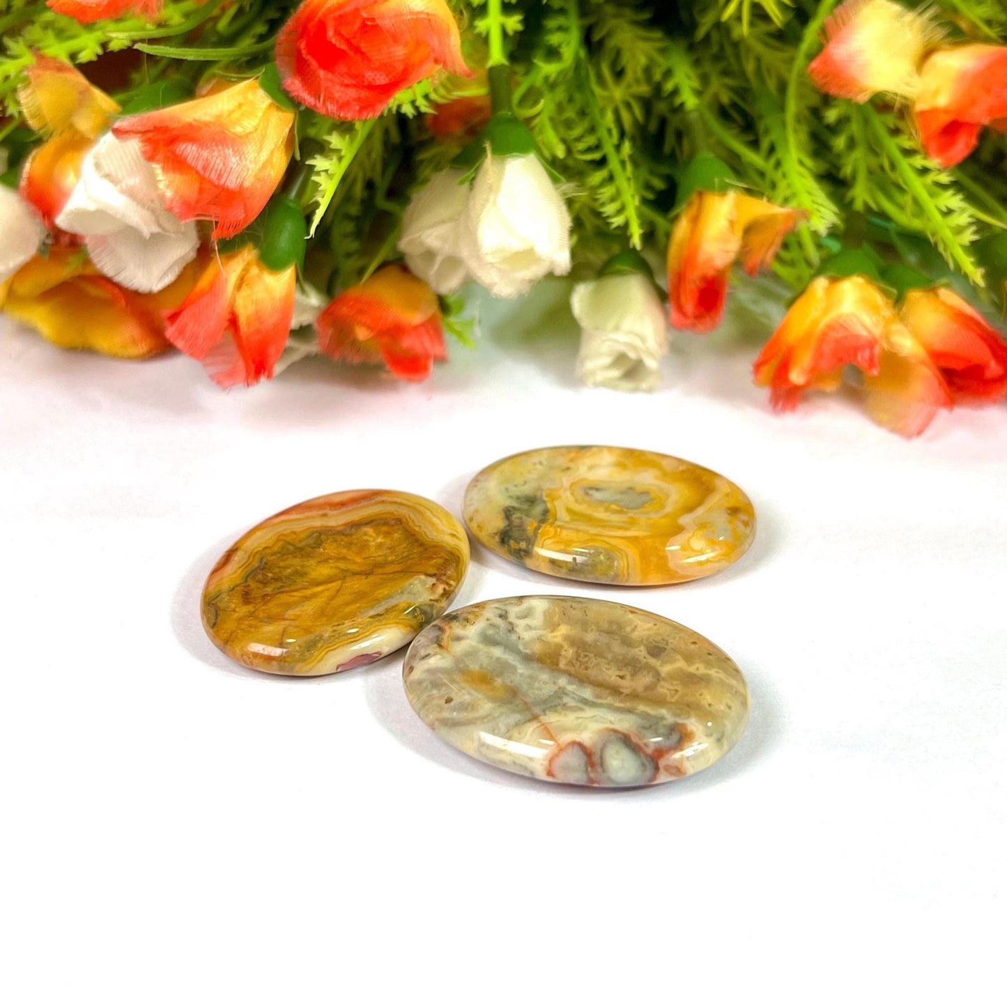 Crazy Lace Agate Stone Worry Stone – Crystal Worry Stone – Pocket Stone – Healing Crystal - 4cmx3cm Thumb Stone One (1) Piece