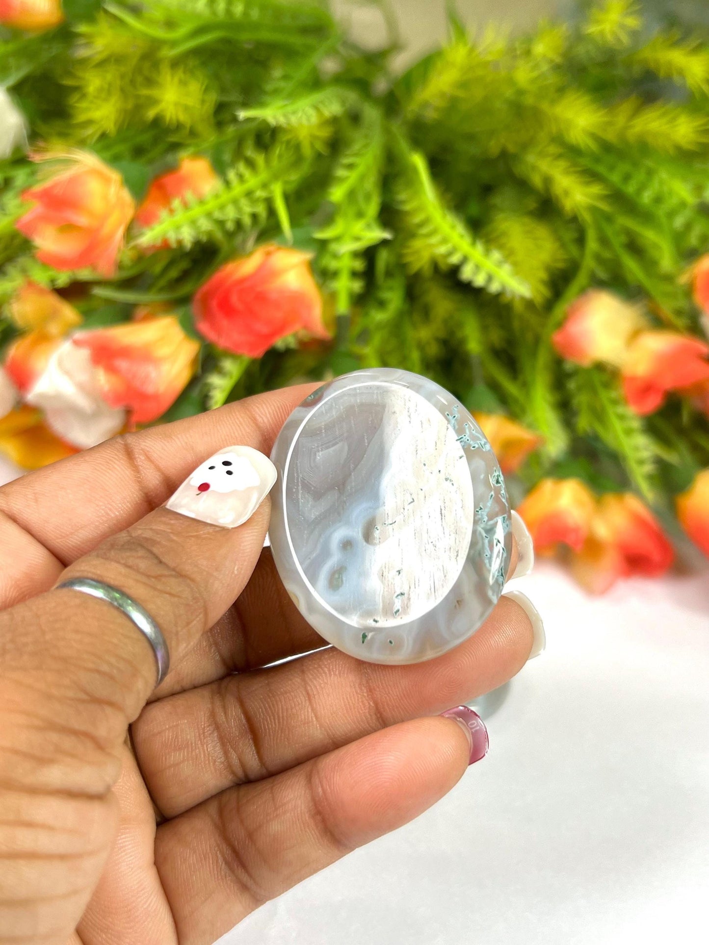 Grey Chalcedony Stone Worry Stone – Crystal Worry Stone – Pocket Stone – Healing Crystal - 4cmx3cm Thumb Stone One (1) Piece