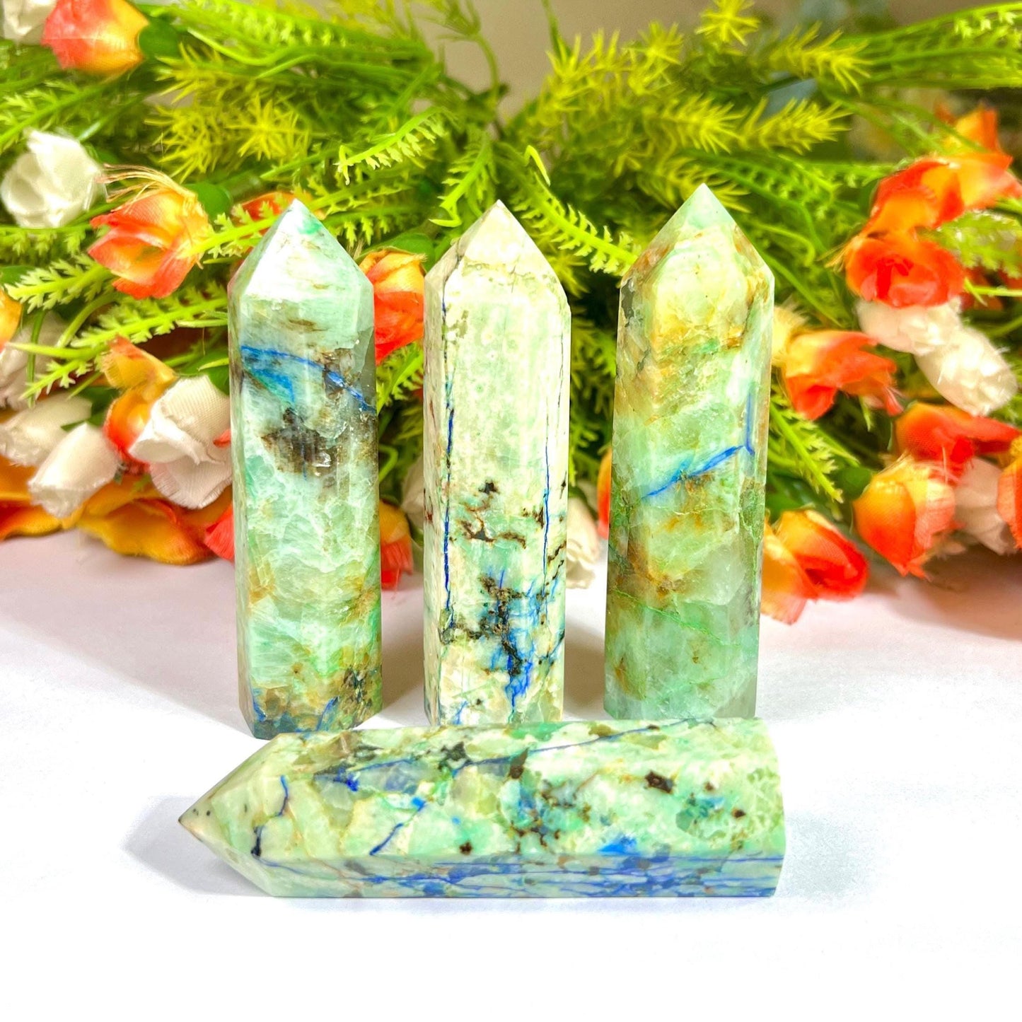 Phoenix Stone Crystal Tower Pencil Point Generator-Gemstone Pencil Crystal Tower Wand Stone Obelisk -Home Car Decor Decoration 3" To 4"