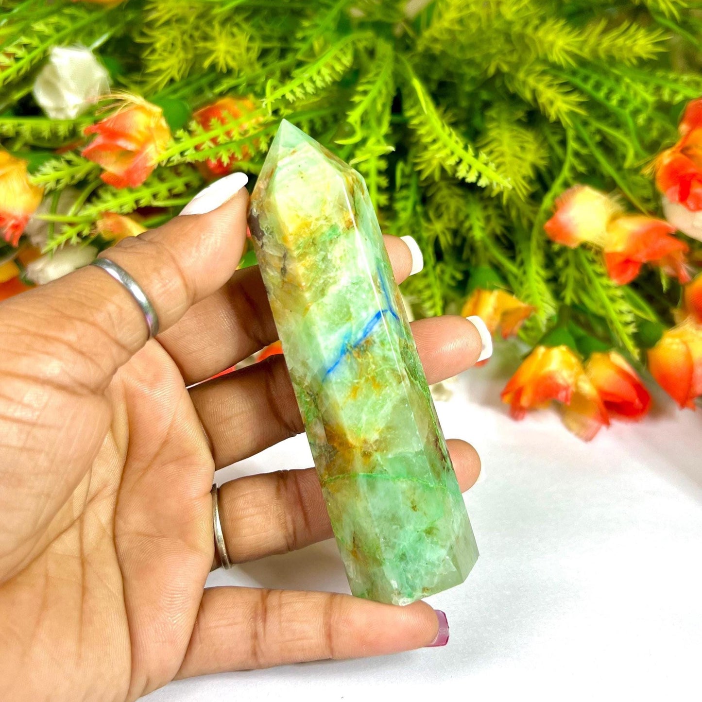 Phoenix Stone Crystal Tower Pencil Point Generator-Gemstone Pencil Crystal Tower Wand Stone Obelisk -Home Car Decor Decoration 3" To 4"