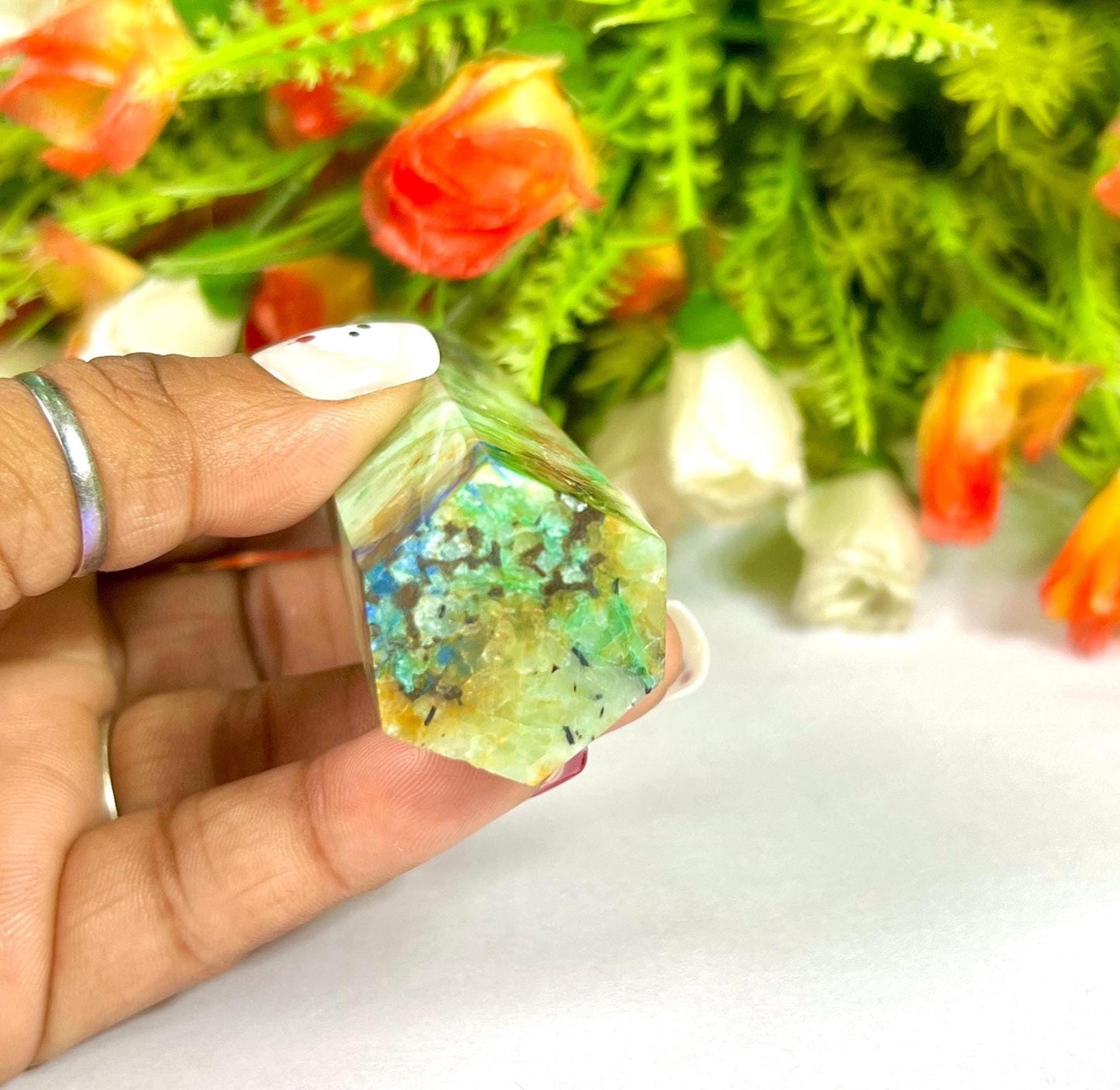 Phoenix Stone Crystal Tower Pencil Point Generator-Gemstone Pencil Crystal Tower Wand Stone Obelisk -Home Car Decor Decoration 3" To 4"