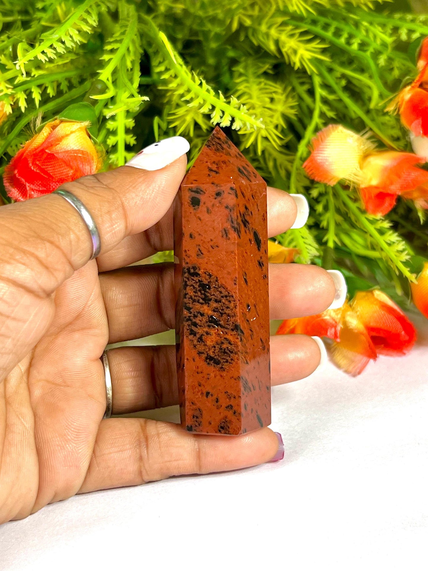 Mahogany Obsidian Stone Crystal Tower Pencil Point Generator-Gemstone Pencil Tower Wand Stone Obelisk -Home Car Decor Decoration 2" To 3"