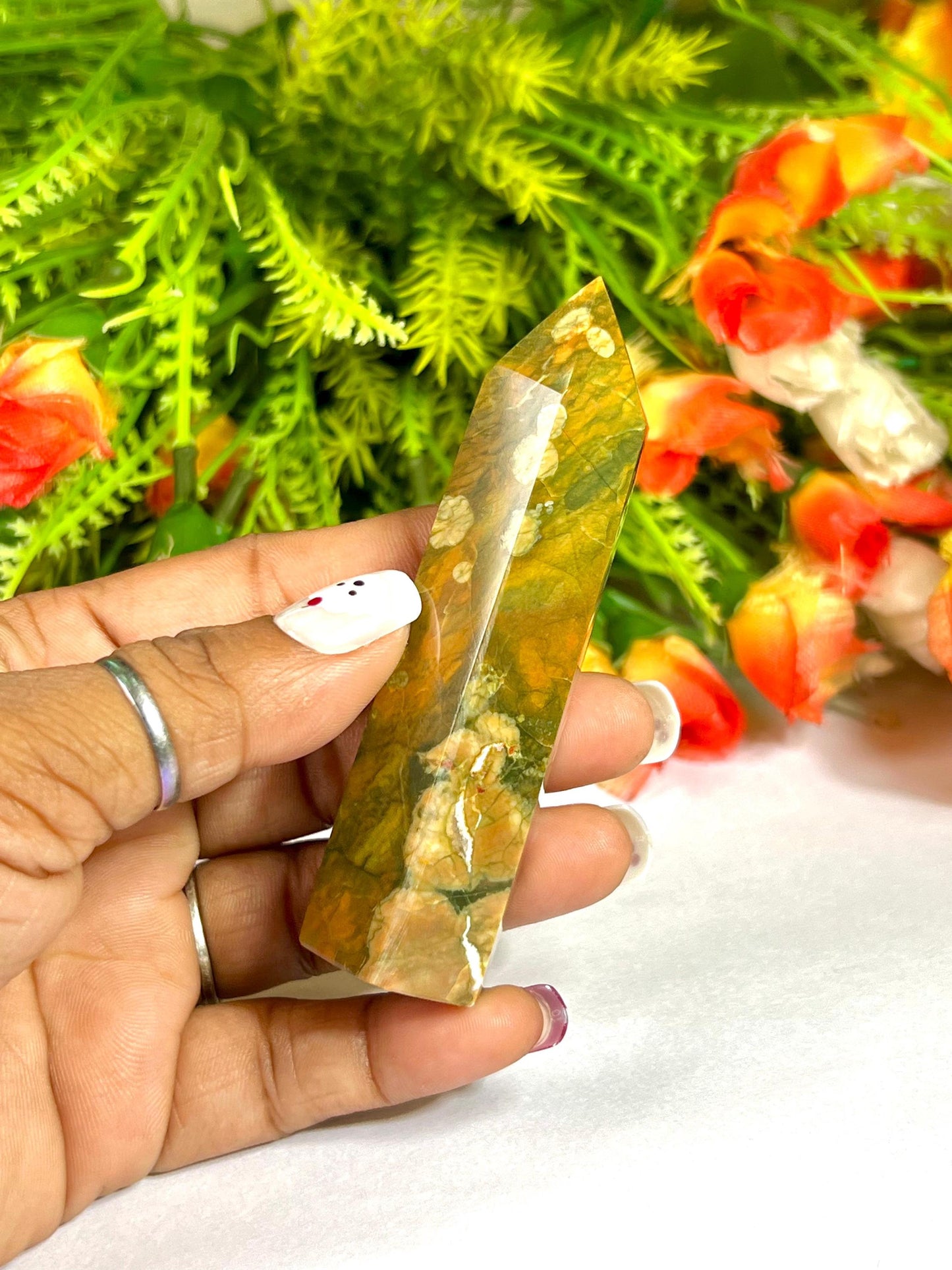 Rhyolite Stone Crystal Tower Pencil Point Generator-Gemstone Pencil Crystal Tower Wand Stone Obelisk -Home Car Decor Decoration 3" To 4"