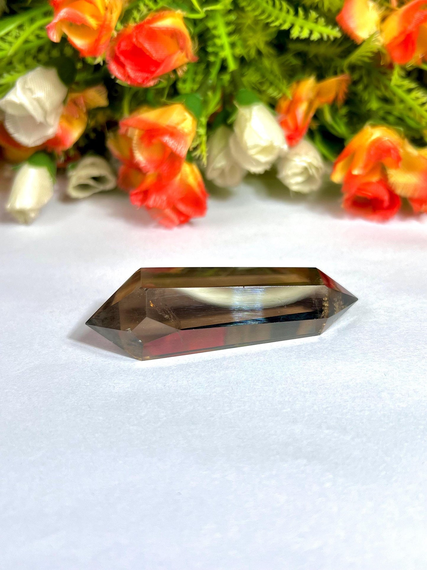 7 CM Smoky Quartz Stone Vogel Wand Double Point Pencil