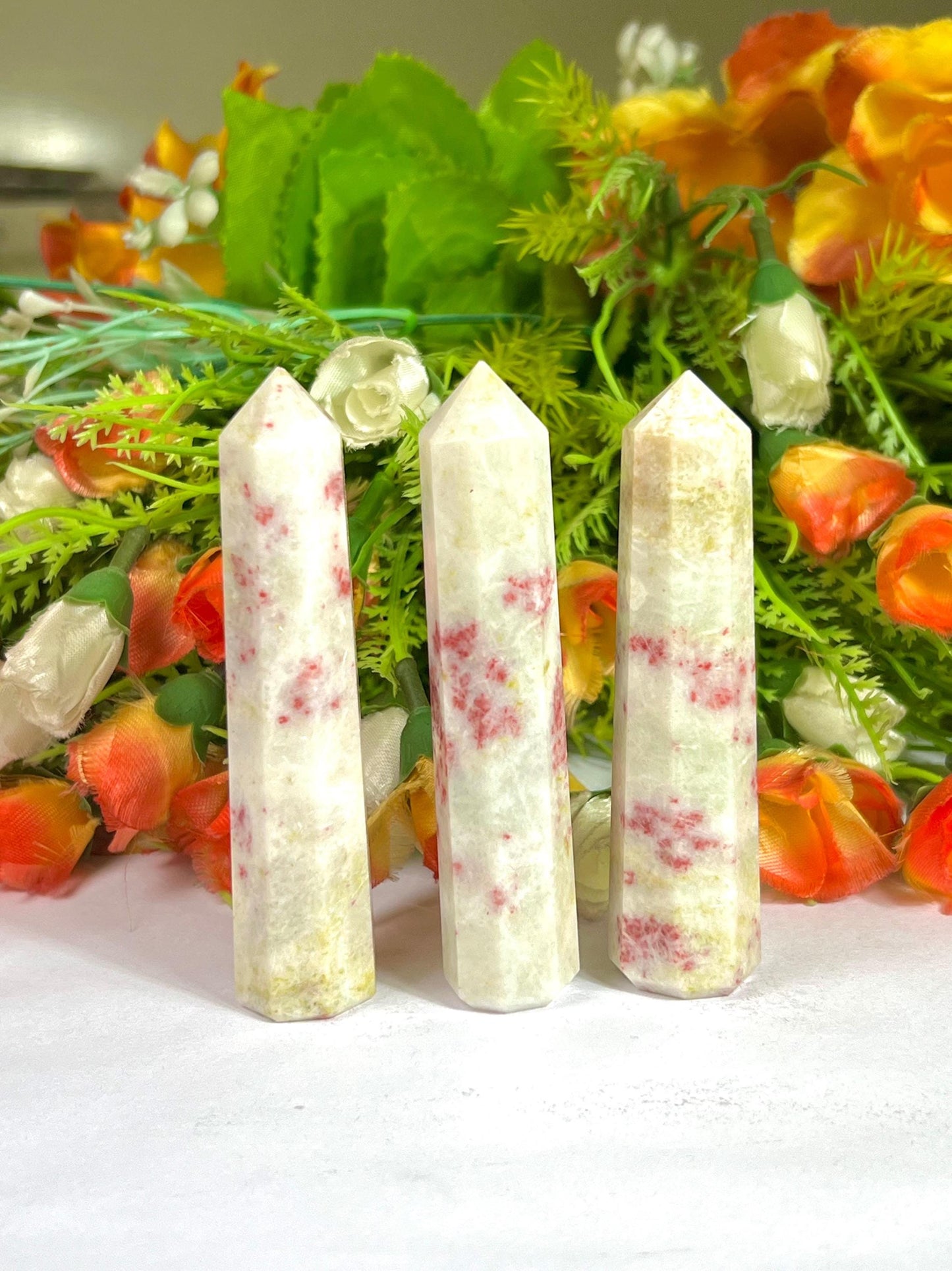 Cinnabar Stone Tower Pencil Point Generator-Gemstone Pencil Crystal Tower Wand Stone Obelisk -Home Car Decor Decoration 3" To 4"