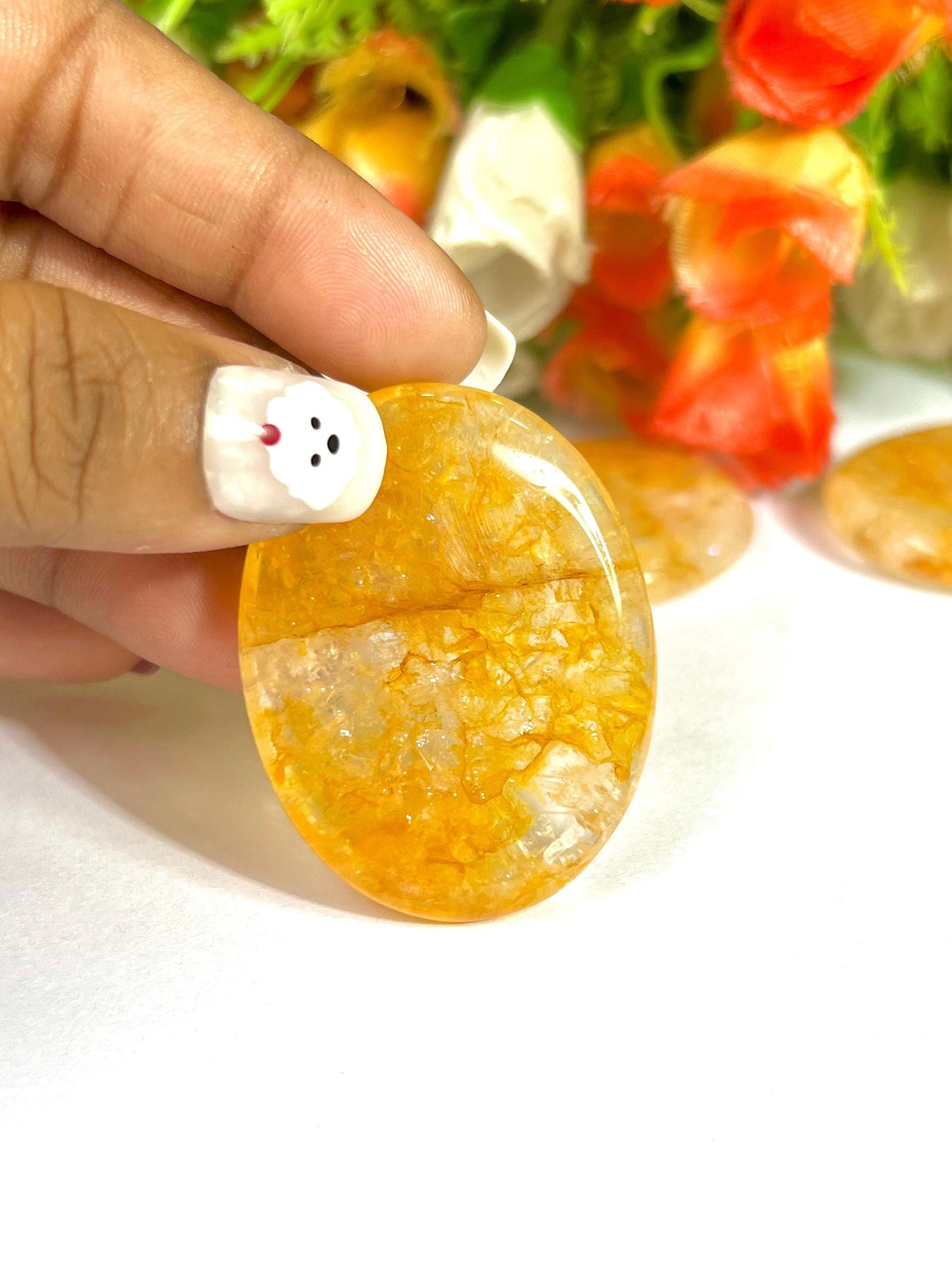 Golden Healer Quartz Stone Worry Stone – Crystal Worry Stone – Pocket Stone – Healing Crystal - 4cmx3cm Thumb Stone One (1) Piece