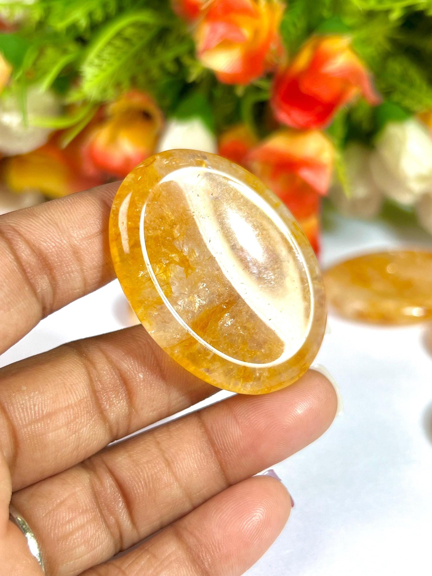 Golden Healer Quartz Stone Worry Stone – Crystal Worry Stone – Pocket Stone – Healing Crystal - 4cmx3cm Thumb Stone One (1) Piece