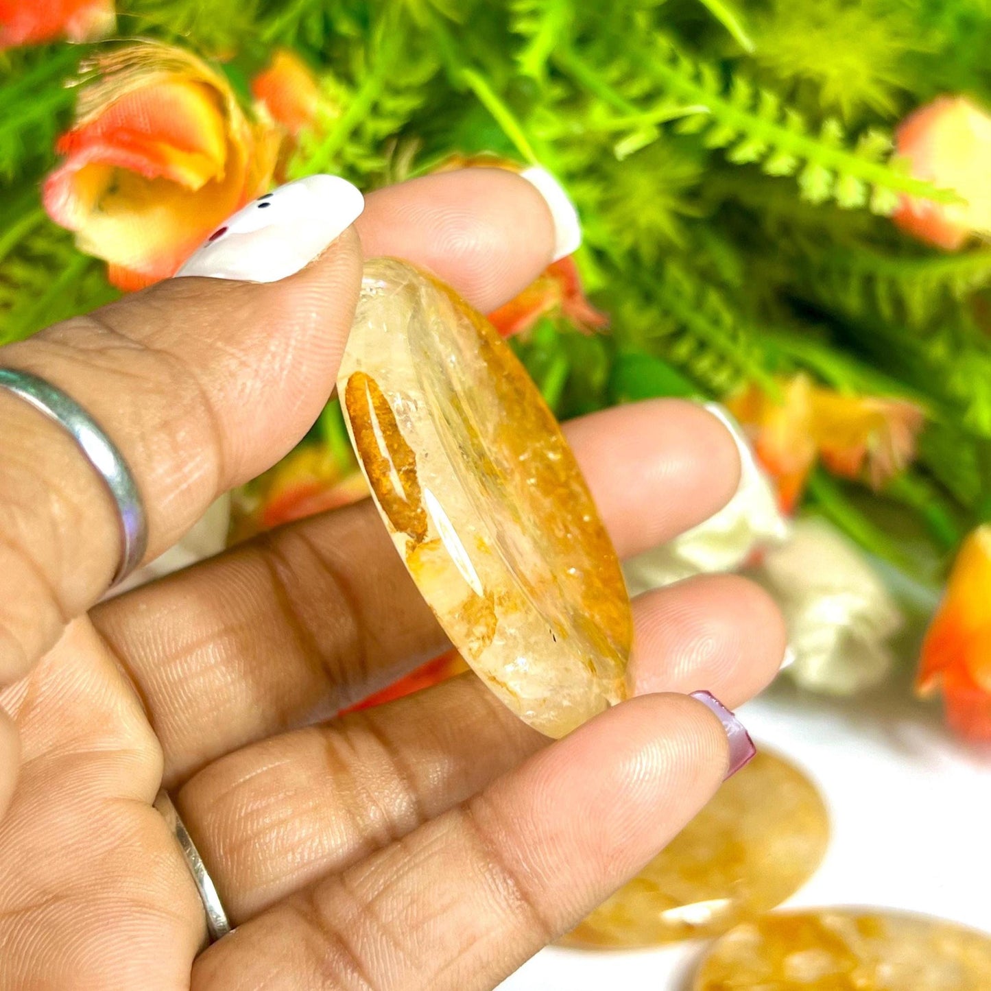Golden Healer Quartz Stone Worry Stone – Crystal Worry Stone – Pocket Stone – Healing Crystal - 4cmx3cm Thumb Stone One (1) Piece