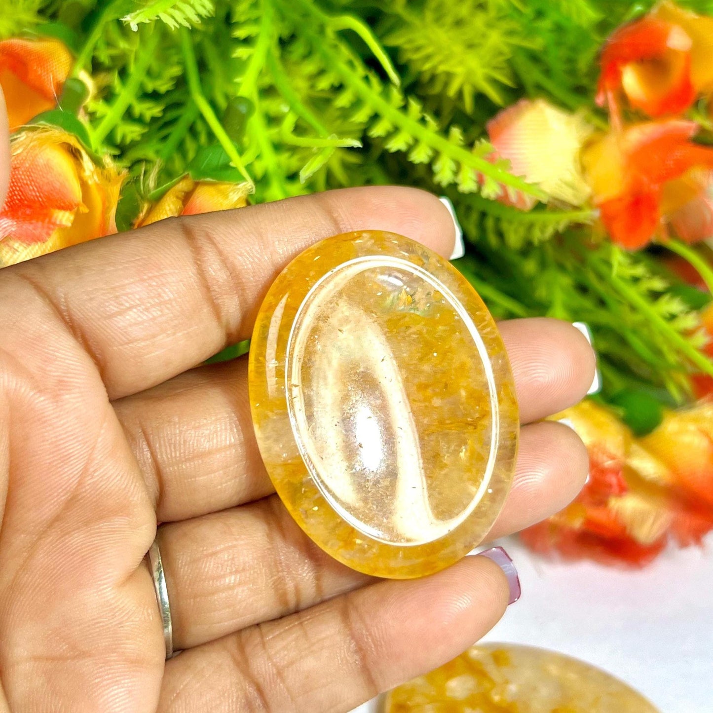 Golden Healer Quartz Stone Worry Stone – Crystal Worry Stone – Pocket Stone – Healing Crystal - 4cmx3cm Thumb Stone One (1) Piece