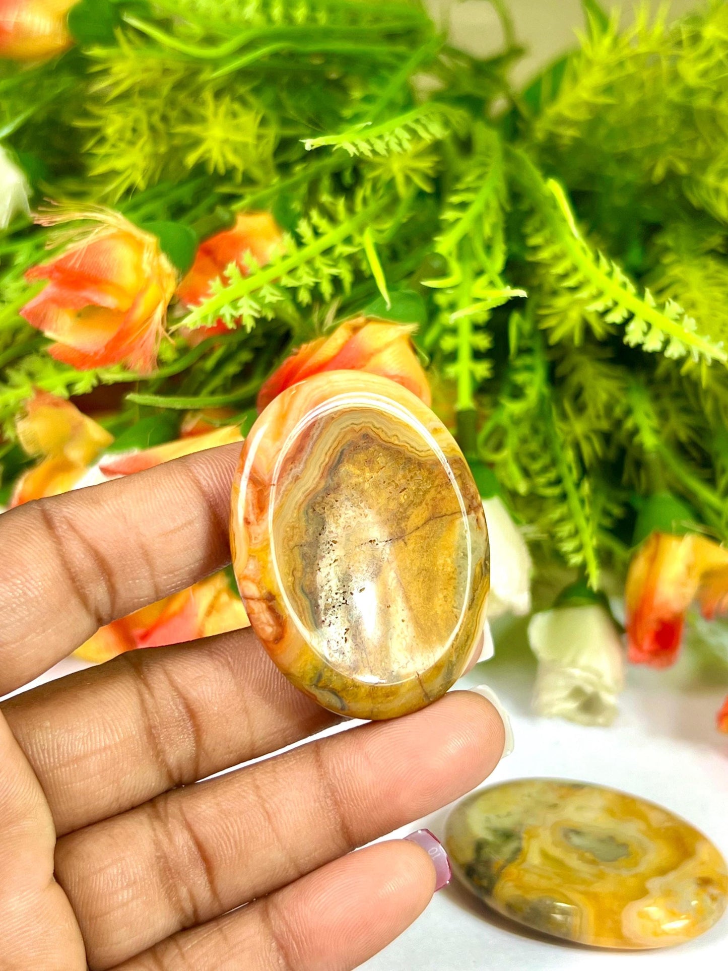 Crazy Lace Agate Stone Worry Stone – Crystal Worry Stone – Pocket Stone – Healing Crystal - 4cmx3cm Thumb Stone One (1) Piece