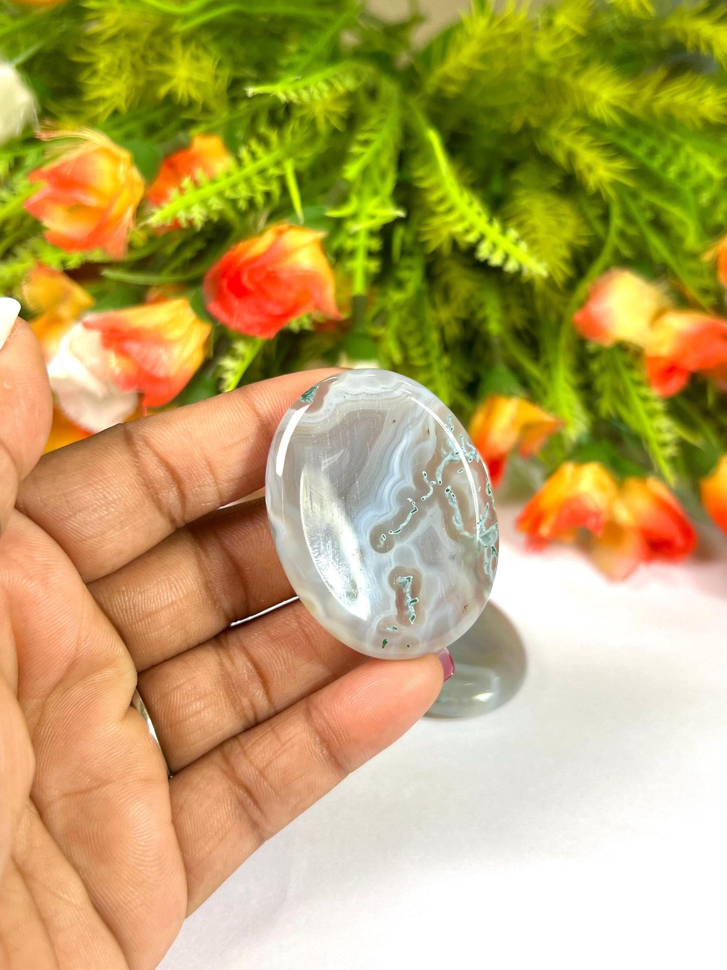 Grey Chalcedony Stone Worry Stone – Crystal Worry Stone – Pocket Stone – Healing Crystal - 4cmx3cm Thumb Stone One (1) Piece
