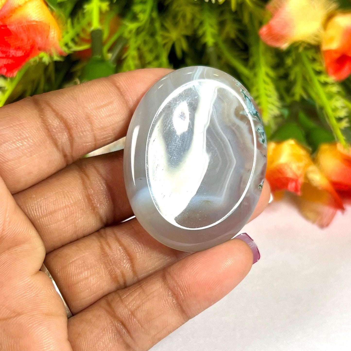 Grey Chalcedony Stone Worry Stone – Crystal Worry Stone – Pocket Stone – Healing Crystal - 4cmx3cm Thumb Stone One (1) Piece