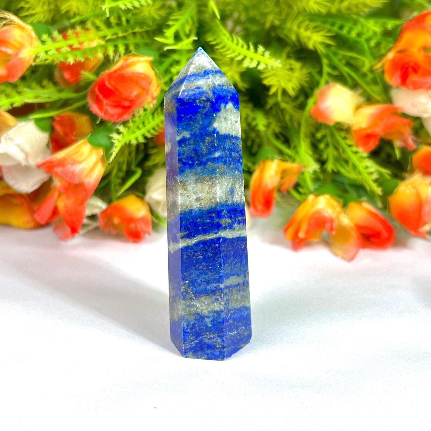 Lapis Lazuli Stone Crystal Tower Pencil Point Generator-Gemstone Pencil Crystal Tower Wand Stone Obelisk -Home Car Decor Decoration 3" To 4"