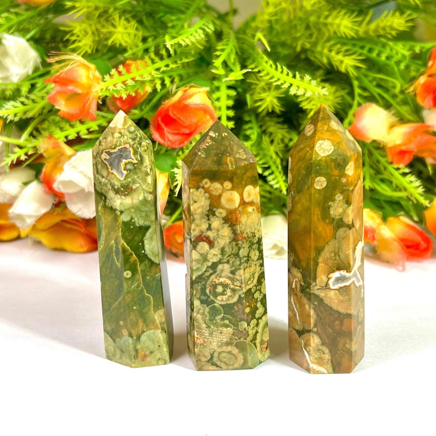 Rhyolite Stone Crystal Tower Pencil Point Generator-Gemstone Pencil Crystal Tower Wand Stone Obelisk -Home Car Decor Decoration 3" To 4"